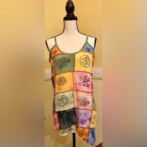 THE COLLECTION ROYAL Bohemian Patchwork Multicolor Women's Tank Top; L/XL.